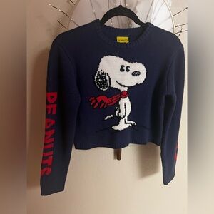 Peanuts Snoopy Blue Cute Cartoon Trendy Sweater Youth Medium XS Ladies